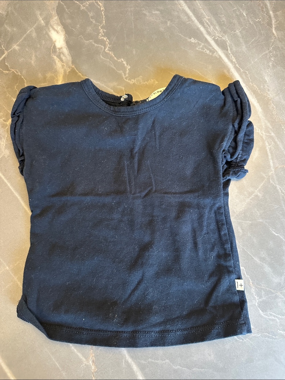 Girls Navy Short-Sleeve Tee with Ruffle Cap Sleeves